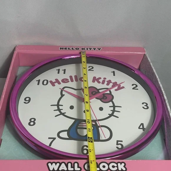 Hello Kitty Wall Clock Pink Frame Sanrio Kids Room Decor 10in Cute - Picture 7 of 7